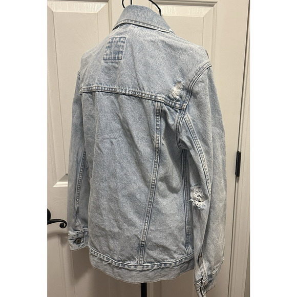 Abercrombie & Fitch Women Distressed Denim Jacket Size M Light Wash 100% Cotton - Picture 4 of 16
